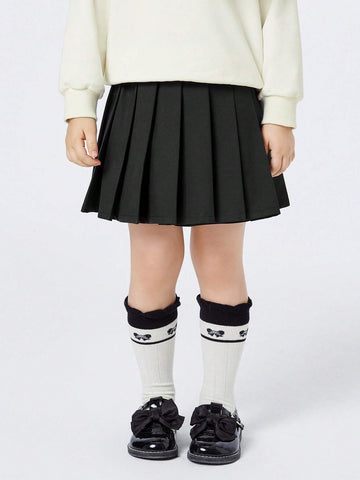 Balabala Girls' Pleated Skirt Children's Autumn Fashionable Versatile Half-Skirt College Style