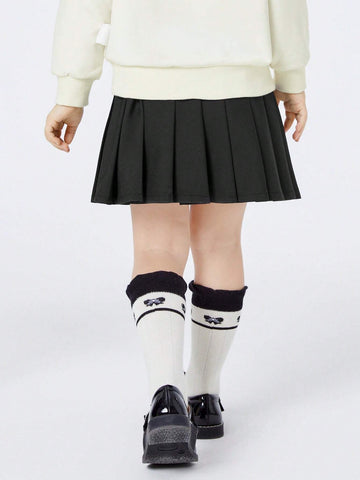 Balabala Girls' Pleated Skirt Children's Autumn Fashionable Versatile Half-Skirt College Style