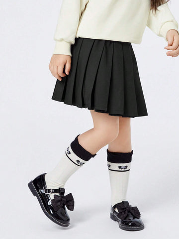 Balabala Girls' Pleated Skirt Children's Autumn Fashionable Versatile Half-Skirt College Style