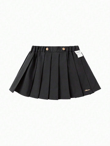 Balabala Girls' Pleated Skirt Children's Autumn Fashionable Versatile Half-Skirt College Style