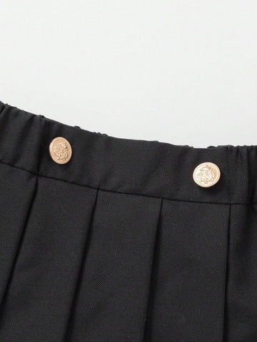 Balabala Girls' Pleated Skirt Children's Autumn Fashionable Versatile Half-Skirt College Style