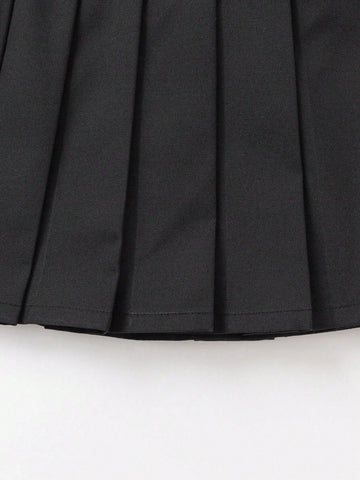 Balabala Girls' Pleated Skirt Children's Autumn Fashionable Versatile Half-Skirt College Style