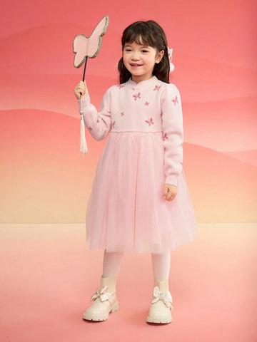 Balabala Girls' Princess Dress, 2025 Spring New Year With Tulle