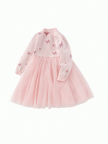 Balabala Girls' Princess Dress, 2025 Spring New Year With Tulle