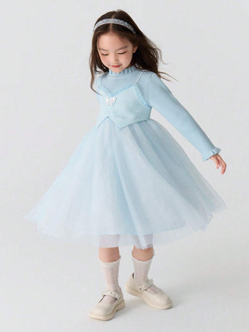 Balabala Girls' Princess Dress Two-Piece Tulle Design For Fall/Winter 2024