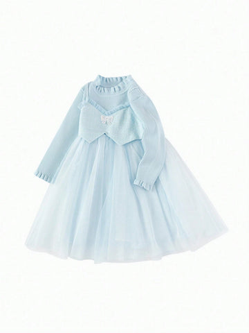 Balabala Girls' Princess Dress Two-Piece Tulle Design For Fall/Winter 2024