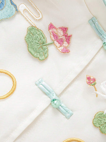 Balabala Girls' Set, Summer Set For Toddlers, Baby Girls' Short Sleeve Trendy National Style