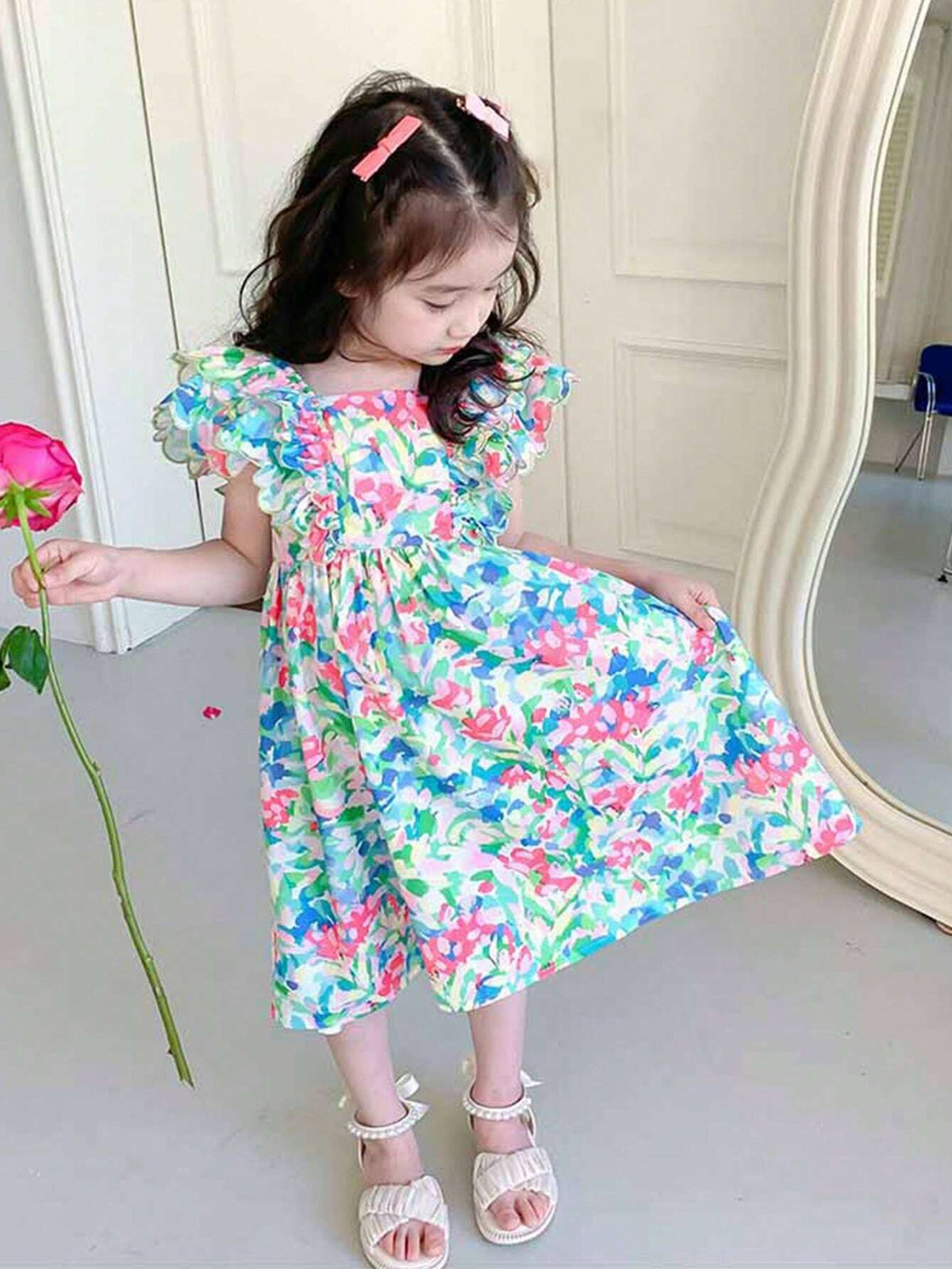 Balabala Girls' Skirt Children's Dress 2024 New Summer Children's Dress