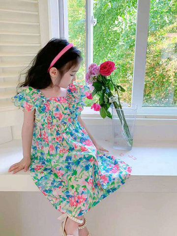 Balabala Girls' Skirt Children's Dress 2024 New Summer Children's Dress