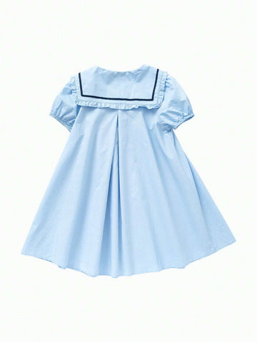Balabala Kids' Dress, Baby Girls' Cotton Summer Dress, Sweet And Stylish Turn-Down Collar