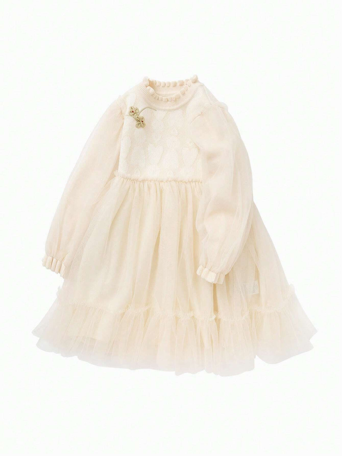 Balabala Kids' Dress Girls' Outfit Kids' New Year Red Dress Stylish Tulle Princess Dress