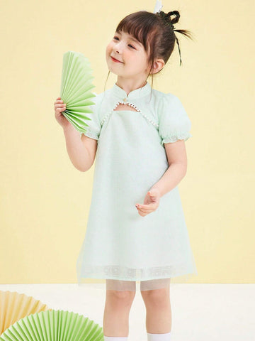 Balabala Kids' Dress, Girls' Summer Hanfu Dress, Traditional Chinese Style