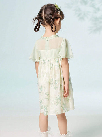 Balabala Kids' Dress, Summer Panda-Themed Princess Dress, Cute Embroidered Toddler Dress