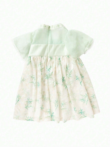 Balabala Kids' Dress, Summer Panda-Themed Princess Dress, Cute Embroidered Toddler Dress