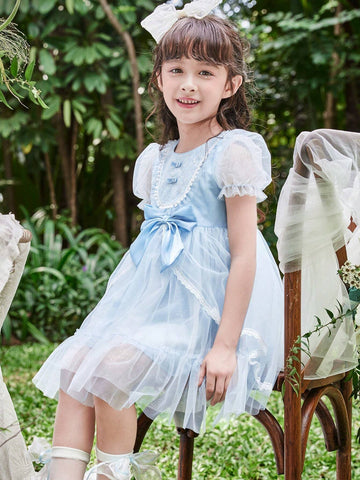 Balabala Kids' Dress Summer Princess Mesh Dress Sweet And Cute Girls' Clothing Fashionable