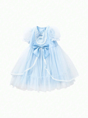 Balabala Kids' Dress Summer Princess Mesh Dress Sweet And Cute Girls' Clothing Fashionable