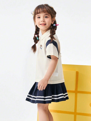 Balabala Kids' Suit Boys' Short Sleeve Two-Piece Set 2024 New Summer Girls' Clothing Campus Style Sibling Outfit