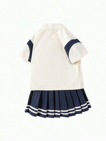 Balabala Kids' Suit Boys' Short Sleeve Two-Piece Set 2024 New Summer Girls' Clothing Campus Style Sibling Outfit