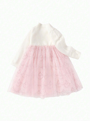 Balabala Kids's Dress, Stylish New Chinese,Style Princess Dress, 2024 Trendy Girls' Mesh Dress