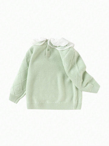Balabala Young Girl' Sweater Girls' Embroidered Collar Knitted Sweater Autumn Winter Diamond Texture Pullover