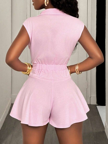 BamGleam Women's Pink Sleeveless Sexy Jumpsuit
