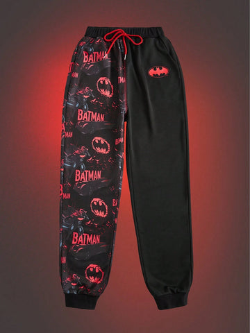 ROMWE Cartoon Letter Pattern Drawstring Waist Sweatpants