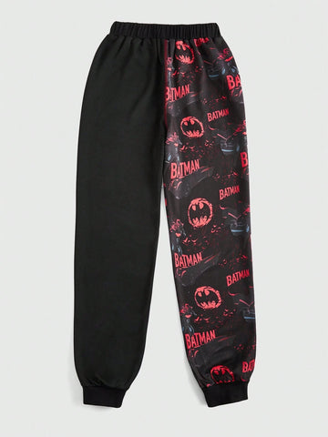 ROMWE Cartoon Letter Pattern Drawstring Waist Sweatpants