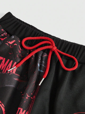 ROMWE Cartoon Letter Pattern Drawstring Waist Sweatpants