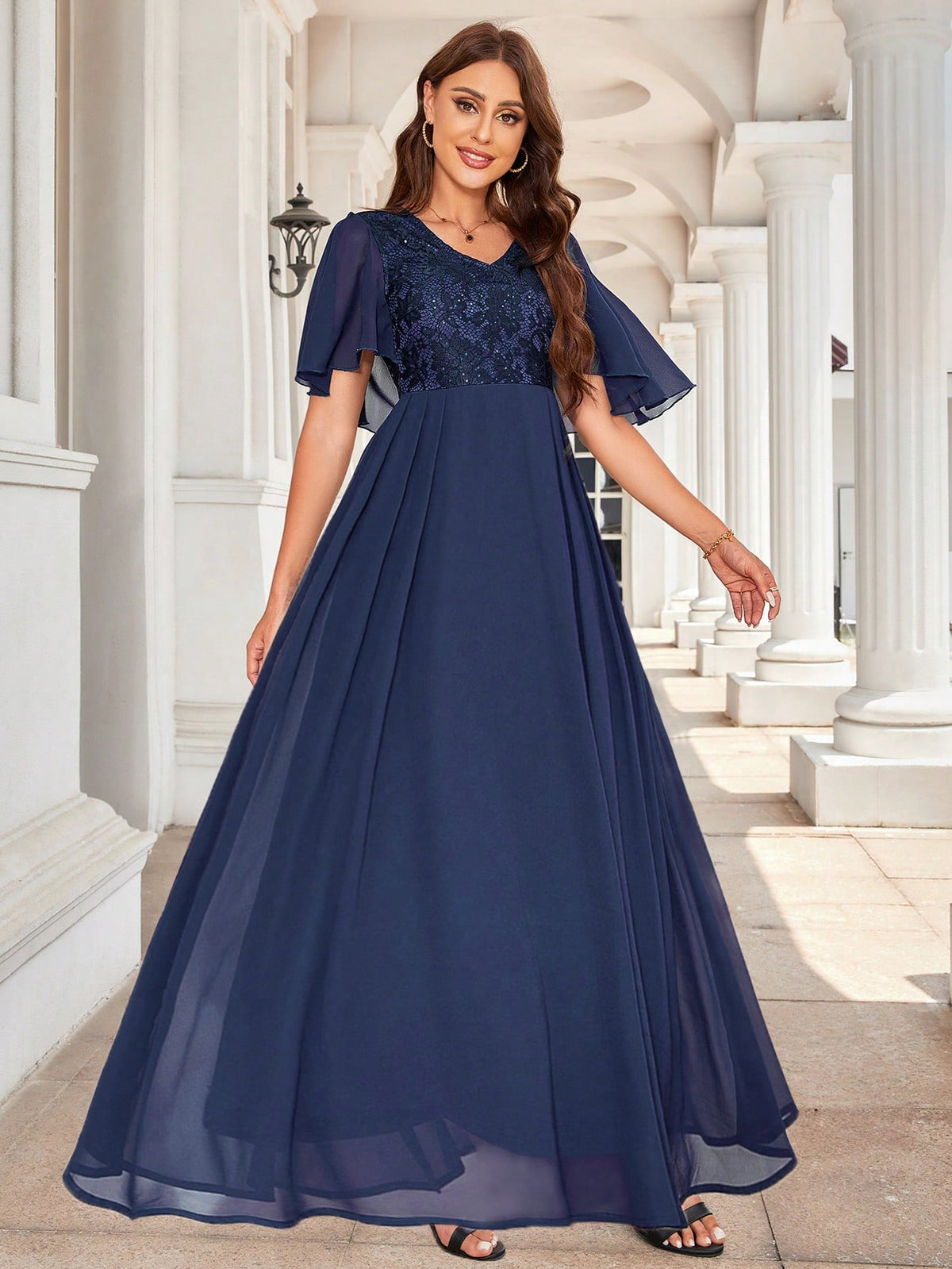 Beaded Lace And Chiffon Bridesmaid Dress