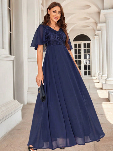 Beaded Lace And Chiffon Bridesmaid Dress