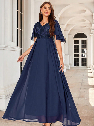 Beaded Lace And Chiffon Bridesmaid Dress