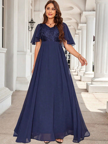 Beaded Lace And Chiffon Bridesmaid Dress