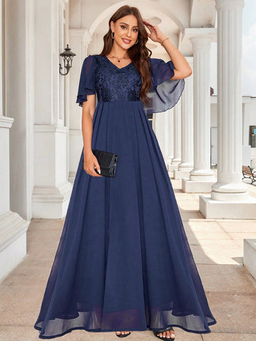 Beaded Lace And Chiffon Bridesmaid Dress