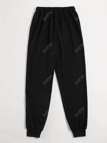 Bear Print Drawstring Waist Sweatpants