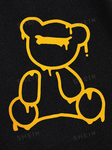 Bear Print Drawstring Waist Sweatpants