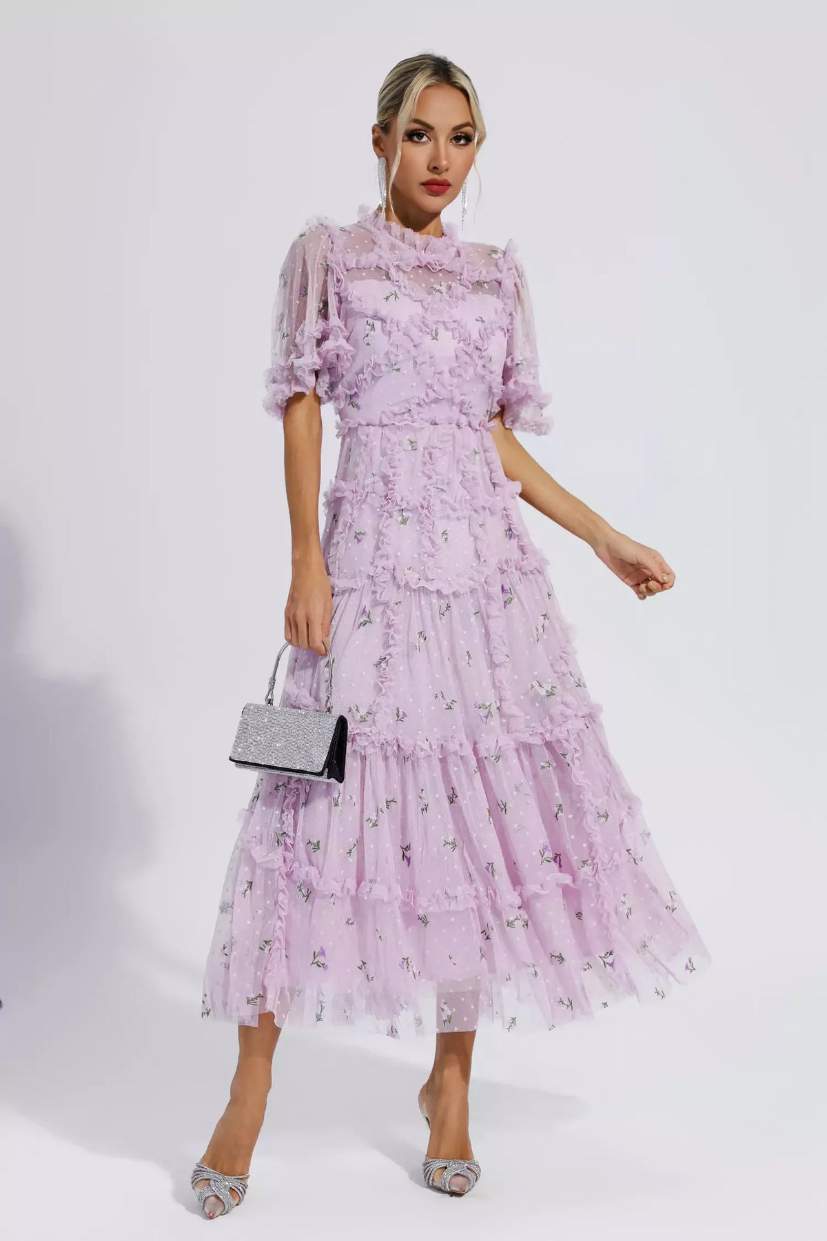 Beatrice Purple Ruched Maxi Casual Dress