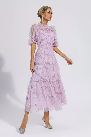 Beatrice Purple Ruched Maxi Casual Dress