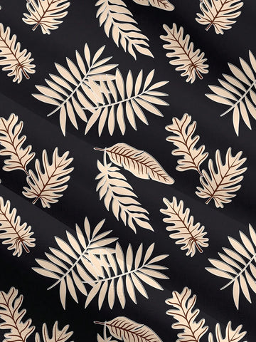 Casual Minimalist Leaf Print Elegant Women Blouse, Suitable For Spring & Autumn,