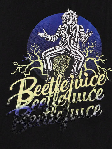 ROMWE Cartoon Figure And Letter Graphic Drop Shoulder Oversize Tee