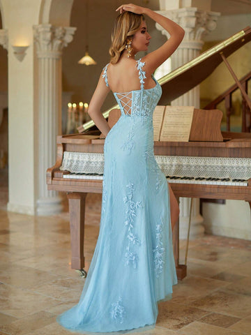 Belle Sweetheart Spaghetti Lace Mermaid Evening Dress