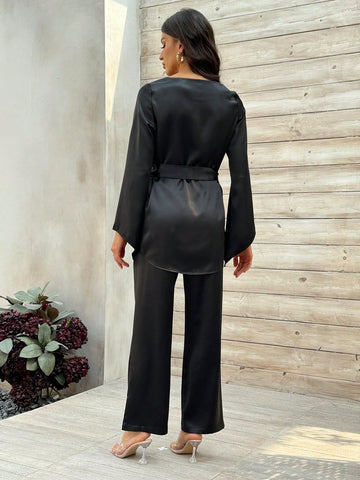 Belt Shirts And Pants Set