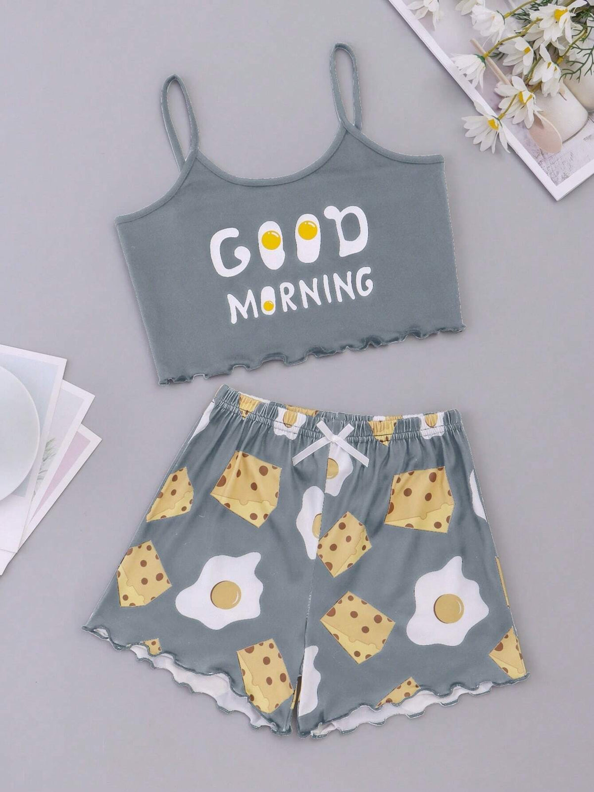 C' Cheese And Egg Print Homewear Set