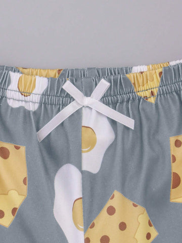 C' Cheese And Egg Print Homewear Set