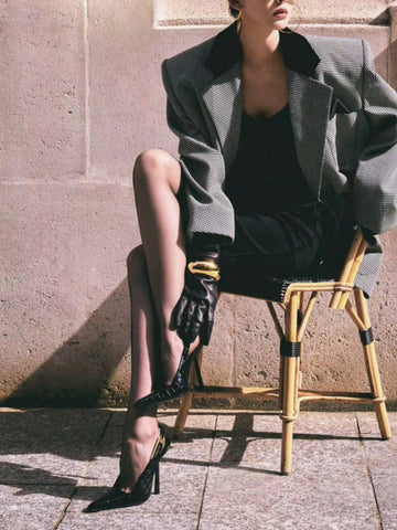 Black Pointed Toe High Heels, Thin Heel 2024 New Model, Similar To Naza, Elegant Lacquered Leather,