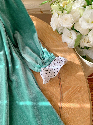 Blossori Blossori Young Girls Elegant Contrast Color Floral Lace Trim Loose Long Sleeve Dress, Autumn/Winter