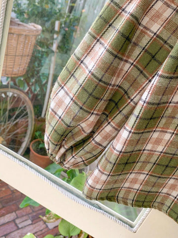 Blossori Young Girl Plaid Ruffle Trim Casual Long Sleeve Top, Everyday Wear