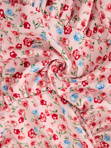 Young Girls Ditsy Floral Contrast Collar Sleeveless Dress