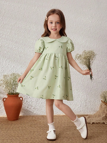 Young Girls' Ditsy Floral Turndown Collar Sundress