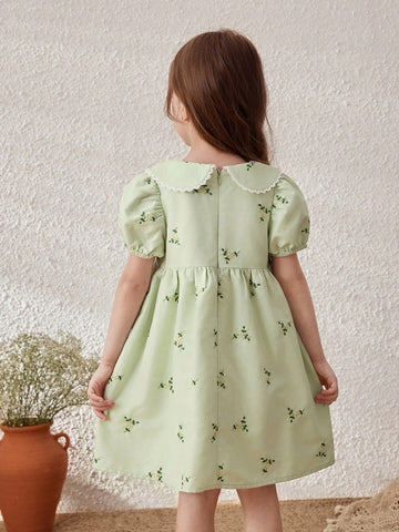 Young Girls' Ditsy Floral Turndown Collar Sundress