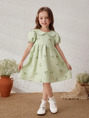 Young Girls' Ditsy Floral Turndown Collar Sundress